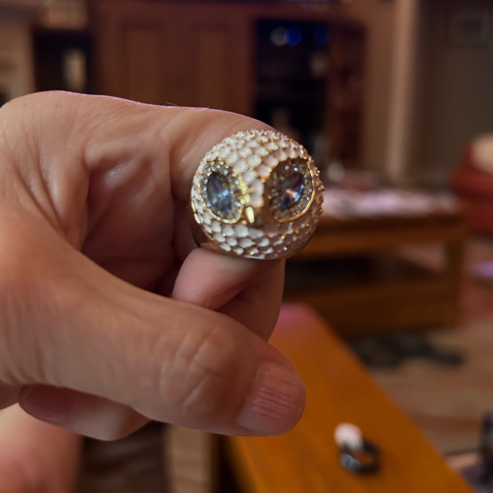 OWL ring. Sparkly Chic Silver and Gold-toned OWL Ring